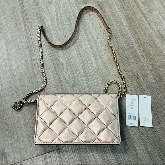 Tory Burch Savannah Chain Flat Wallet Rose Gold Crossbody Bag - Picture 5 of 11